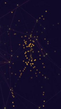 Mavi arkaplan üzerindeki noktalarla bağlantı ağının animasyonu. Küresel teknoloji ve dijital arayüz konsepti dijital olarak oluşturulmuş video.