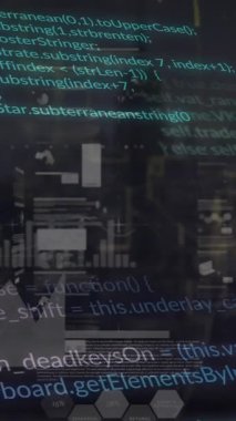 İstatistiksel veri işleme ve şehir manzarasının havadan görüntüsüne karşı sarı ışık izlerinin animasyonu. Bilgisayar arayüzü ve iş veri teknolojisi kavramı