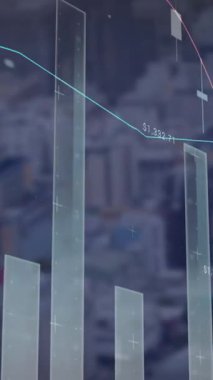 Manzara üzerinde veri işleme animasyonu. küresel bağlantılar, dijital arayüz ve teknoloji konsepti dijital olarak oluşturulmuş video.