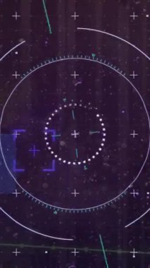 Siyah arkaplan üzerinden tarama ve veri işleme animasyonu. Küresel finans, iş, bağlantılar, hesaplama ve veri işleme kavramı dijital olarak oluşturulmuş video.