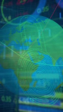 Dijital borsa geçmişini kapsayan finansal veri grafiklerinin animasyonu. Maliye, analitik, ticaret, yatırım, ekonomi