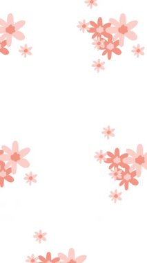 Beyaz arka planda hareket eden pembe çiçek dizilerinin bileşimi. örüntü, kutlama ve doğa konsepti dijital olarak oluşturulmuş video.