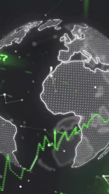 Kara zemin üzerinde veri işleme ağı olan bağlantılar ve oklar ağının animasyonu. Dijital olarak oluşturulmuş küresel bağlantılar, teknoloji ve dijital arayüz kavramı.