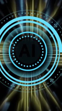 Siyah arkaplan üzerinde ai veri işleme animasyonu. Dijital olarak oluşturulmuş küresel yapay zeka, veri işleme, bilgisayar ve dijital arayüz kavramı.