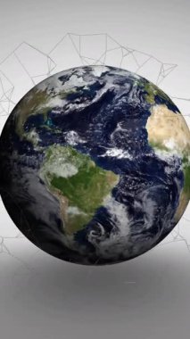 Dünyayı çevreleyen uçaklar animasyonda geometrik şekiller yaratıyor. Seyahat, havacılık, uçuş, gökyüzü, soyut, sanatsal