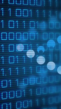 Siyah arka plandaki veri işleme üzerindeki DNA iplikçiklerinin animasyonu. Bilim, teknoloji ve dijital arayüz kavramı dijital olarak oluşturulmuş video.