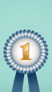 Yeşil arka planda yüzen ışık noktaları ve madalyanın animasyonu. spor ve kutlama konsepti dijital olarak oluşturulmuş video.