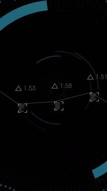 Asma kilit simgesinin animasyonu, veri işleme ile tarama. Küresel iş, bağlantılar, hesaplama ve veri işleme kavramı dijital olarak oluşturulmuş video.