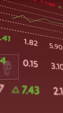 İnsanların animasyonları borsa ve diyagramlar üzerinde. İş, teknoloji ve dijital arayüz kavramı dijital olarak oluşturuldu.