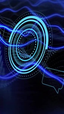 Siyah arkaplan üzerinde taramalı ai veri işleme animasyonu. Dijital olarak oluşturulmuş küresel yapay zeka, veri işleme, bilgisayar ve dijital arayüz kavramı.