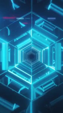 Dijital tünelin üzerindeki ışık noktalarının animasyonu. küresel iş ve dijital arayüz kavramı dijital olarak oluşturulmuş video.