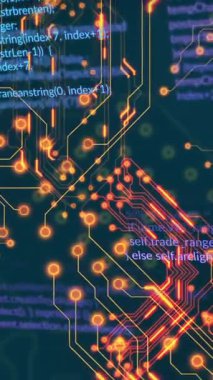 Siyah arkaplan üzerinde veri işleme animasyonu. Sosyal medya ve dijital arayüz konsepti dijital olarak oluşturulmuş video.