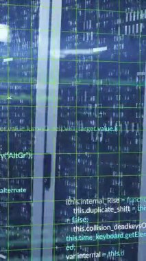 Bilgisayar sunucuları üzerinden veri işleme animasyonu. Dijital olarak oluşturulmuş küresel bağlantılar, hesaplama ve veri işleme kavramı.