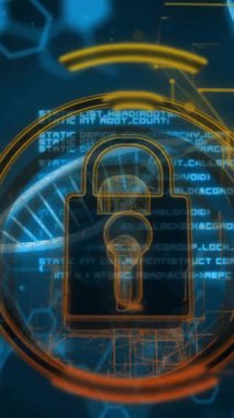 DNA iplikçiklerinin üzerindeki kilit sembolü okuldaki veri güvenliğini temsil ediyor. Siber güvenlik, şifreleme, genetik, biyoteknoloji, koruma, eğitim