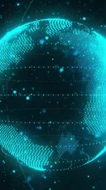 Dünya üzerindeki bağlantı ağının animasyonu. Dijital olarak oluşturulmuş küresel bağlantılar, hesaplama ve veri işleme kavramı.