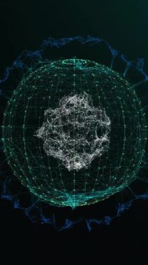 Siyah arkaplan üzerindeki ışık izlerinin dünya üzerindeki bağlantılarının animasyonu. Küresel teknoloji, hesaplama, bağlantılar ve dijital arayüz konsepti dijital olarak oluşturulmuş video.