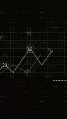 Siyah arkaplan üzerindeki diyagramların veri işleme animasyonları. Teknoloji, iş ve dijital arayüz kavramı dijital olarak oluşturulmuş video.