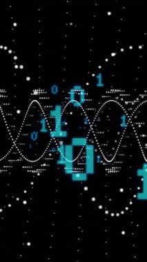 DNA ipliği üzerinde ikili kodlama animasyonu. Sosyal medya, teknoloji ve dijital arayüz kavramı dijital olarak oluşturulmuş video.