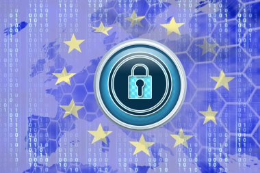 Güvenlik kavramına sahip Avrupa Birliği bayrağı, yakın plan