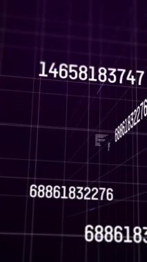 Siyah arkaplanda değişen numaraların animasyonu ve veri işlemesi. küresel iş, veri işleme ve dijital arayüz kavramı dijital olarak oluşturulmuş video.