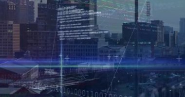 İkili kod siluet taramasında zayıflıyor. Piyasa trend grafiğini işaretli olarak gösteriyor. Finansal, teknoloji, veri görselleştirme, kentsel, dijital, analitik, fütüristik