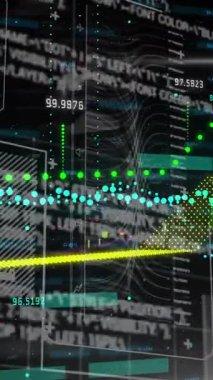 İstatistik üzerinden veri işleme animasyonu. Küresel iş, finans, bilgisayar ve veri işleme kavramı dijital olarak oluşturulmuş video.