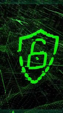 Siyah arkaplan üzerinde asma kilit simgesi ve bağlantı ağının animasyonu. Küresel teknoloji, bilgisayar ve dijital arayüz kavramı dijital olarak oluşturulmuş video.