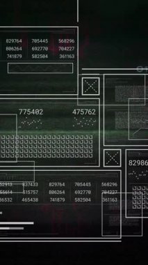 Diyagramlar üzerinden veri işleme animasyonu. İş, teknoloji ve dijital arayüz kavramı dijital olarak oluşturuldu.