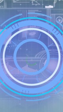 Bilimsel grafik ve veri üzerinde hareket eden radar animasyonu. küresel bilim, bağlantılar ve dijital arayüz konsepti dijital olarak oluşturulmuş video.