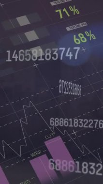 Noktalar üzerinde veri işleme animasyonu. Küresel iş ve dijital arayüz kavramı dijital olarak oluşturulmuş video.