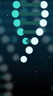 Siyah arka planda hareket eden DNA iplikçiklerinin canlandırması. Bilim, kalıp ve dijital arayüz konsepti dijital olarak oluşturulmuş video.