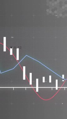 Finansal veri analizi, mavi ve kırmızı trend çizgileri olan şamdan çizelgesi gösteriliyor. Maliye, borsa, ticaret, yatırım, analitik, eğilimler