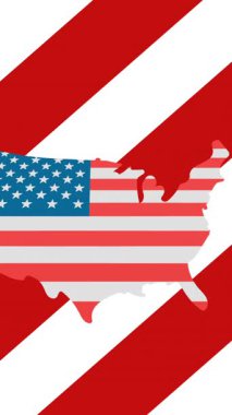 Amerikan bayrağı üzerinde Amerikan bayrağı olan Amerikan animasyonu. Başkan 'ın Günü ve dijital olarak üretilen video konsepti.