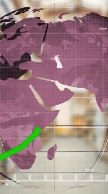 Tüm dünyada ve depoda finansal veri işleme animasyonu. Küresel gönderim, finans, iş, bağlantılar, hesaplama ve veri işleme kavramı dijital olarak oluşturulmuş video.