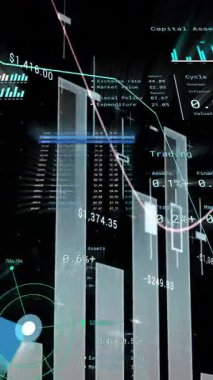 Piyasa eğilimleri ve istatistikleri gösteren finansal veriler ve grafikler. Maliye, analitik, grafikler, ekonomi, büyüme, tahmin
