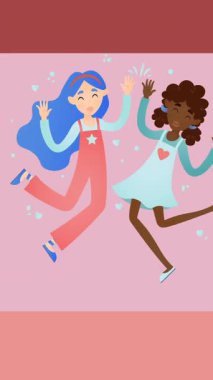 Kırmızı arka planda kadın ve çiçek animasyonu. gurur ayı ve dijital olarak oluşturulan kutlama konsepti.