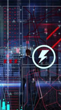 Dijital simgeler üzerinde finansal veri işleme ve tarama animasyonları. Küresel bilgisayarlar teknoloji veri işleme ve dijital arayüz konsepti dijital olarak oluşturulmuş video.