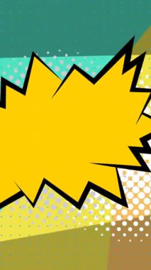 Renkli hareketli arka planda konuşma baloncuğunun canlandırması. Uluslararası kahkaha günü ve dijital olarak üretilen video konsepti.