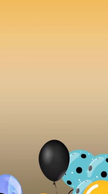 Turuncu arka planda zıplayan renkli balonların canlandırması. parti ve kutlama konsepti dijital olarak oluşturulmuş video.