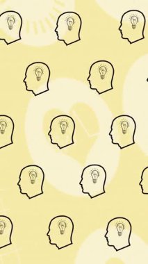 Tıbbi simgelerin üzerinde ampul simgeleri olan kafa animasyonu. Dünya alzheimer ayı ve dijital olarak üretilen video konsepti.