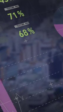 Manzara üzerinde veri işleme animasyonu. küresel bağlantılar, dijital arayüz ve teknoloji konsepti dijital olarak oluşturulmuş video.