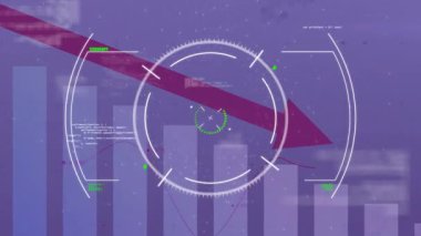 Kırmızı ok, HUD güncelleme kodunu değiştirirken sol üstten aşağıya doğru gelen çubuk eğilimi. Analizler, veri görselleştirme, gösterge paneli, kullanıcı arayüzü, fütüristik, dijital, hareket grafikleri