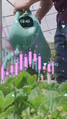 Seradaki su tesisleri, finansal veriler ve borsa animasyonları. Tarım, tarım, veri analizi, teknoloji, yatırım