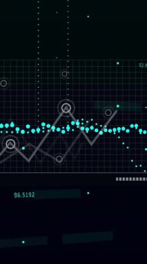 Siyah arkaplan üzerindeki diyagramların veri işleme animasyonları. Teknoloji, iş ve dijital arayüz kavramı dijital olarak oluşturulmuş video.