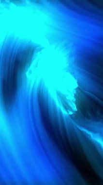 Siyah arka planda hareket eden neon mavisi şekillerin animasyonu. Desen, soyutlama ve dijital arayüz konsepti dijital olarak oluşturulmuş video.