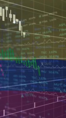 Taşınırken finansal veri işleme animasyonu. Küresel finans iş bağlantıları veri işleme ve teknoloji konsepti dijital olarak oluşturulmuş video.