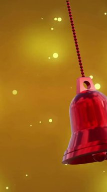 Kırmızı çanın turuncu arka plandaki ışık noktalarının üzerindeki animasyonu. Noel, gelenek ve kutlama konsepti dijital olarak oluşturuldu.