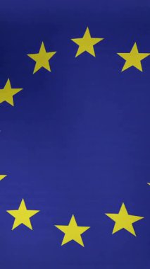 Çevresinde ikili kod animasyonu olan Avrupa Birliği bayrağı. Avrupa Birliği, teknoloji, dijital, veri, siber alan, siber güvenlik