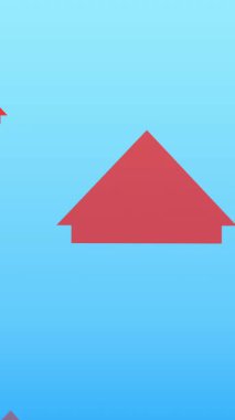 Mavi arkaplanı gösteren çoklu kırmızı ok animasyonu. yön ve hareket kavramı dijital olarak oluşturulmuş video.