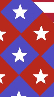 Amerikan bayrağı üzerinde yıldız ve kare animasyonları. Başkan 'ın Günü ve dijital olarak üretilen video konsepti.